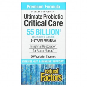 Natural Factors, Ultimate Probiotic Critical Care, 55 миллиардов КОЕ, 30 вегетарианских капсул - описание