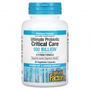 Natural Factors, Ultimate Probiotic Critical Care, пробиотики для лечения критических состояний, 100 миллиардов КОЕ, 30 вегетарианских капсул в Москве - eco-herb.ru | фото