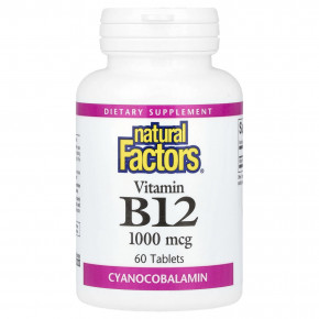 Natural Factors, витамин B12, 1000 мкг, 60 таблеток - описание | фото