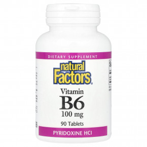 Natural Factors, витамин B6, 100 мг, 90 таблеток - описание | фото