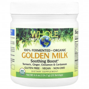 Natural Factors, Whole Earth & Sea®, Golden Milk, успокаивающее средство, 124,7 г (4,4 унции) - описание | фото