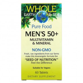 Natural Factors, Whole Earth & Sea, мультивитаминный и минеральный комплекс для мужчин старше 50 лет, 60 таблеток в Москве - eco-herb.ru | фото