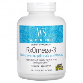 Natural Factors, WomenSense, RxOmega-3, 120 мягких таблеток Enteripure - описание | фото