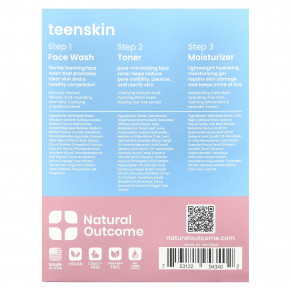 Natural Outcome, Teenskin, набор для повседневного ухода за лицом, набор из 3 предметов в Москве - eco-herb.ru | фото