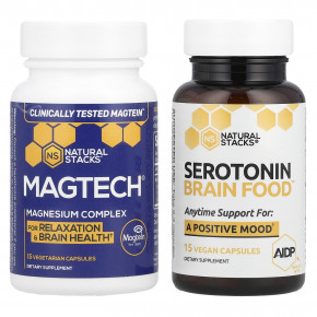 Natural Stacks, Mood Stack, набор для поддержки настроения, 2 флакона по 15 вегетарианских капсул в каждом в Москве - eco-herb.ru | фото