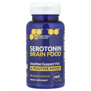 Natural Stacks, Serotonin Brain Food ™, 60 веганских капсул - описание | фото