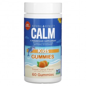 Natural Vitality, CALM, детские жевательные таблетки, сладкие цитрусовые, 60 жевательных таблеток - описание