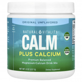 Natural Vitality, CALM® Plus Calcium, смесь для приготовления напитка из магния и кальция, оригинальный без добавок, 227 г (8 унций) - описание | фото