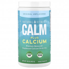 Natural Vitality, CALM® Plus Calcium, смесь для приготовления напитка, содержащую магний и кальций, оригинальный вкус без добавок, 453 г (16 унций) - описание | фото