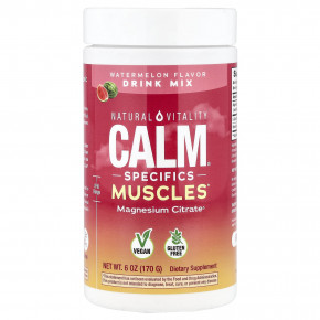 Natural Vitality, CALM® Specials Muscles, смесь для приготовления напитка с цитратом магния, арбуз, 170 г (6 унций) - описание | фото