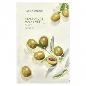 Nature Republic, Real Nature Beauty Mask Sheet, с оливковым маслом, 1 шт., 23 мл (0,77 жидк. унц.) - описание