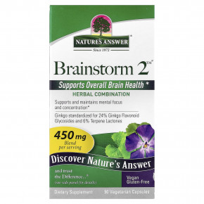 Nature's Answer, Brainstorm 2™, смесь трав, 90 вегетарианских капсул - описание | фото