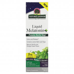 Nature's Answer, Liquid Melatonin +, крем с натуральной ванилью и апельсином, 5 мг, 60 мл (2 жидк. унц.) в Москве - eco-herb.ru | фото