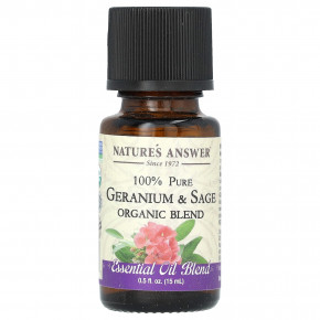 Nature's Answer, органическая смесь эфирных масел, на 100% чистые герань и шалфей, 15 мл (0,5 жидк. унции) - подробнее Nature's Answer, органическая смесь эфирных масел, на 100% чистые герань и шалфей, 15 мл (0,5 жидк. унции) - описание