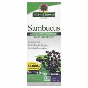 Nature's Answer, Sambucus, черная бузина, без спирта, 12000 мг, 240 мл (8 жидк. унц.) - описание