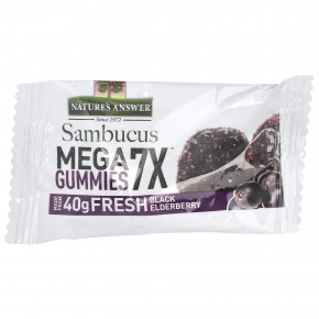 Nature's Answer, Sambucus Mega Gummies, жевательные таблетки 7X Strength™, 202 мг, 30 без желатина/веганских жевательных таблеток в Москве - eco-herb.ru | фото
