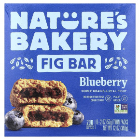 Nature's Bakery, Инжирный батончик, голубика, 6 двойных пакетиков по 57 г (2 унции) - описание
