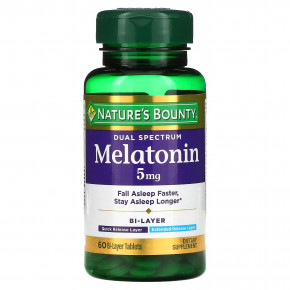 Nature's Bounty, Двойной спектр, мелатонин, 5 мг, 60 двухслойных таблеток в Москве - eco-herb.ru | фото