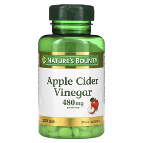 Nature's Bounty, Яблочный уксус, 200 таблеток (240 мг в каждой таблетке) - описание | фото