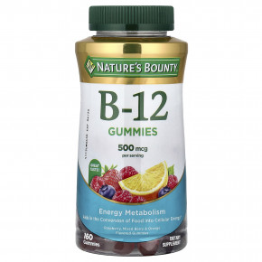 Nature's Bounty, витамин B12, со вкусом малины, ягод и апельсина, 160 жевательных таблеток в Москве - eco-herb.ru | фото