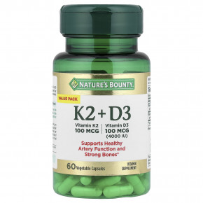Nature's Bounty, витамины K2 и D3, 60 растительных капсул в Москве - eco-herb.ru | фото