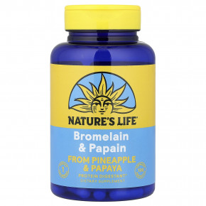 Nature's Life, бромелаин и папаин, 100 капсул - описание