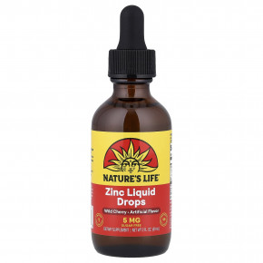 Nature's Life, жидкий цинк в каплях, дикая вишня, 59 мл (2 жидк. унции) - описание | фото