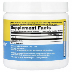 Nature's Life, L-лизин гидрохлорид в порошке, 435 мг, 200 г (7 унций) в Москве - eco-herb.ru | фото