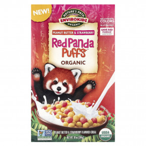 Nature's Path, Organic Red Panda Puffs ™, хлопья с арахисовым маслом и клубникой, 284 г (10 унций) - описание