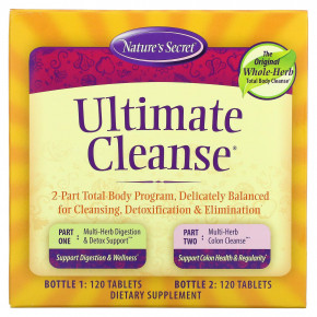 Nature's Secret, Ultimate Cleanse, состоящая из 2 частей программа для всего тела, 2 флакона по 120 таблеток в каждом в Москве - eco-herb.ru | фото