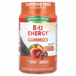 Nature's Truth, B-12 Energy Gummies, натуральная персиковая малина, 48 веганских жевательных таблеток - описание | фото