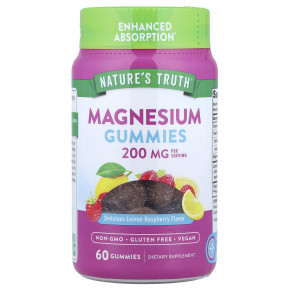 Nature's Truth, жевательные мармеладки с магнием, со вкусом лимона и малины, 60 жевательных таблеток - описание | фото