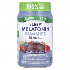Nature's Truth, жевательные таблетки с мелатонином для сна, натуральный ягодный вкус, 70 жевательных таблеток (5 мг в 1 таблетке) - описание | фото