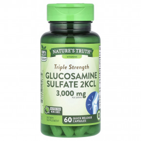 Nature's Truth, глюкозамин сульфат 2KCL тройной силы, 60 капсул с быстрым высвобождением (1000 мг в 1 капсуле) - описание | фото