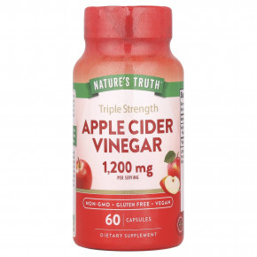 Nature's Truth, яблочный уксус тройной силы, 60 капсул (600 мг в 1 капсуле) - описание | фото