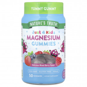 Nature's Truth, Just 4 Kidz, жевательные мармеладки с магнием, вкусное ягодное ассорти, 50 жевательных таблеток - описание | фото
