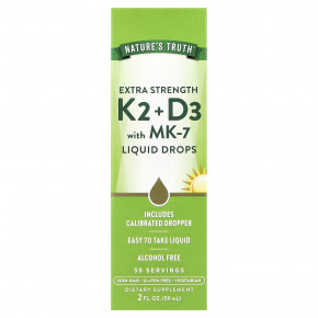 Nature's Truth, K2 и D3 с MK-7 в виде капель, 59 мл (2 жидк. унции) в Москве - eco-herb.ru | фото