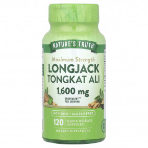 Nature's Truth, Longjack Tongkat Ali, максимальная сила действия, 1600 мг, 120 капсул быстрого высвобождения (800 мг в каждой капсуле) - описание | фото