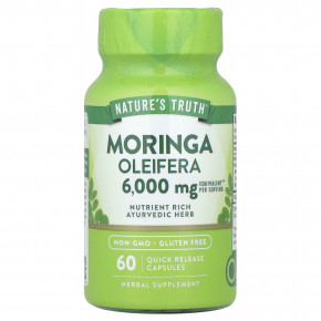 Nature's Truth, Moringa Oleifera, 6000 мг, 60 капсул с быстрым высвобождением (3000 мг в каждой капсуле) в Москве - eco-herb.ru | фото