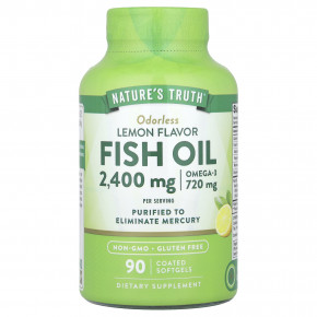 Nature's Truth, рыбий жир, со вкусом лимона, 90 капсул, покрытых оболочкой (1200 мг в 1 капсуле) - описание | фото