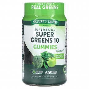 Nature's Truth, Super Food, Super Greens 10, натуральное зеленое яблоко, 60 веганских жевательных мармеладок в Москве - eco-herb.ru | фото