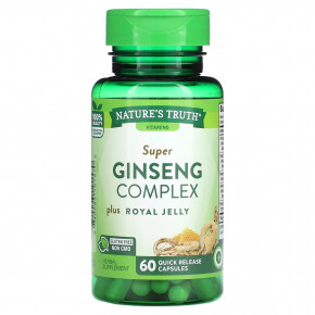 Nature's Truth, Super Ginseng Complex Plus, маточное молочко, 60 капсул с быстрым высвобождением в Москве - eco-herb.ru | фото