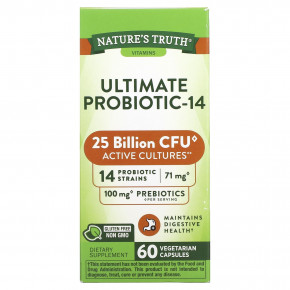 Nature's Truth, Ultimate Probiotic-14, 25 млрд, 60 капсул с быстрым высвобождением в Москве - eco-herb.ru | фото