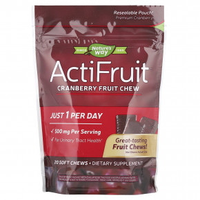 Nature's Way, ActiFruit ™, жевательные таблетки с клюквой, 500 мг, 20 жевательных таблеток в Москве - eco-herb.ru | фото