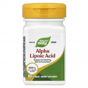 Nature's Way, альфа-липоевая кислота, 60 капсул (200 мг в 1 капсуле) - описание | фото
