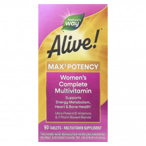 Nature's Way, Alive! Max3 Potency, полный мультивитаминный комплекс для женщин, 90 таблеток в Москве - eco-herb.ru | фото