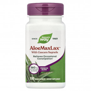 Nature's Way, AloeMaxLax™ с каскара, 100 веганских капсул - описание | фото