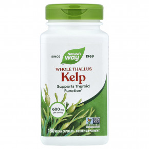 Nature's Way, бурые водоросли с цельным талломом, 600 мг, 180 веганских капсул - описание | фото