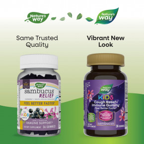 Nature's Way, детей, средство от кашля и укрепления иммунитета, со вкусом бузины, 36 жевательных таблеток в Москве - eco-herb.ru | фото