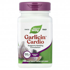 Nature's Way, Garlicin® Cardio, 350 мг, 180 веганских таблеток - описание | фото